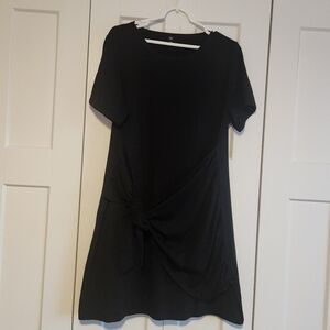 SHEIN Black Short Sleeve Dress with Tie Detail